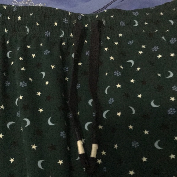 Cuddl Duds PXL Stretch Pajama Set in blue with crescent moons and stars bottom. - Picture 6 of 10